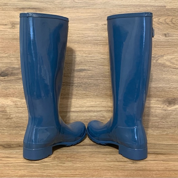 Hunter Original Tour Gloss Blue Rain Boots Sz- 6 - Picture 6 of 8